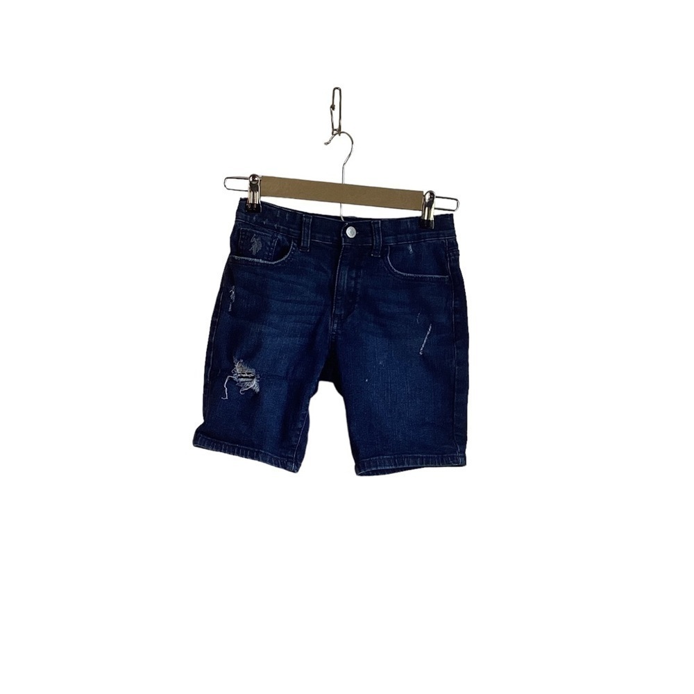 US Polo Assn Girls Denim Distressed Bermuda Shorts.  Size 10